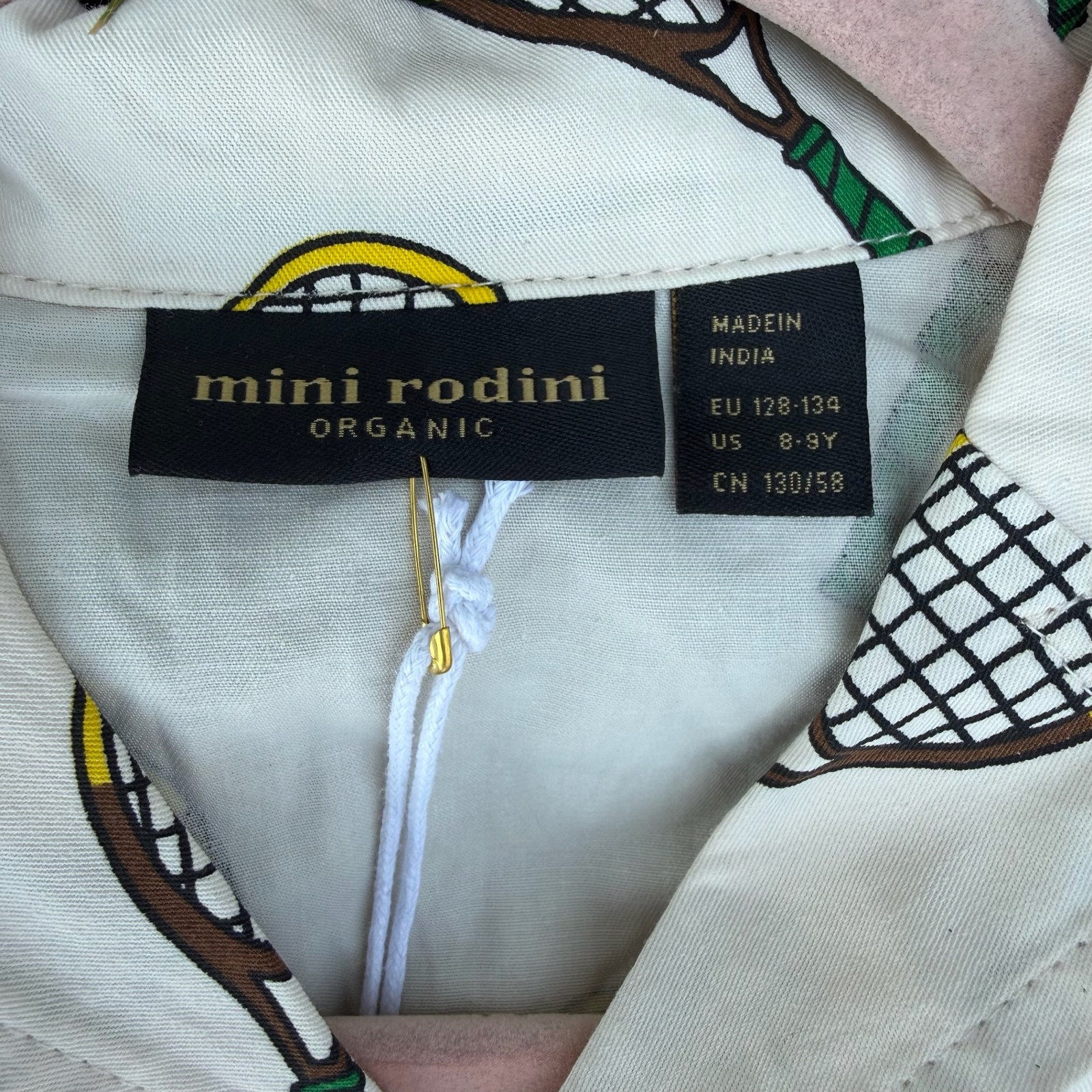 Nwt Mini Rodini Tennis Racket Shirt Dress 8-9y Cream Organic Cotton Tunic Girls — image 2 of 8